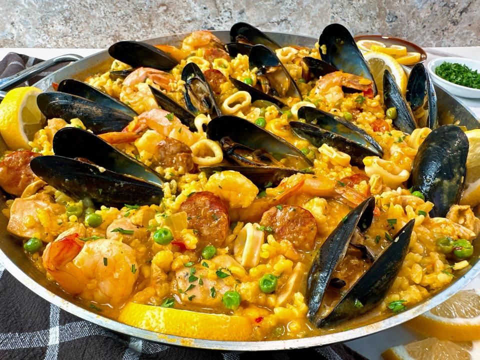 Paella is a classic one-pot dinner.