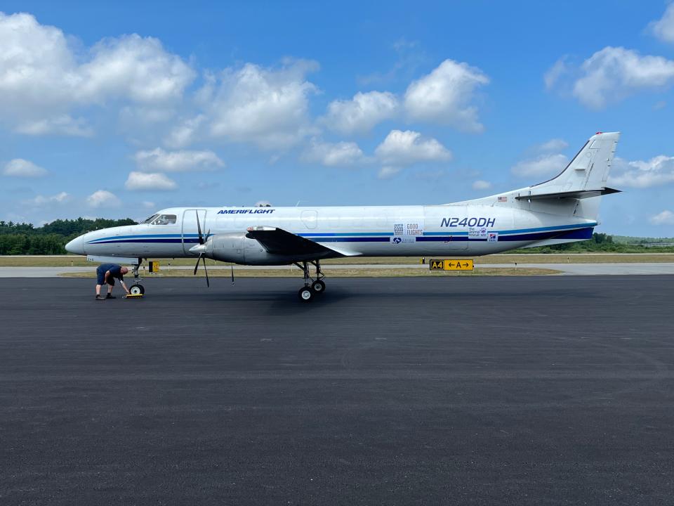 This plane carrying about 150 cats and kittens from Florida to be adopted out through Southeastern Massachusetts shelters touched down at New Bedford Regional Airport Wednesday.