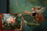 The painting that Anna swings in front of is a tribute to the famous artwork ‘The Swing’ by Jean-Honoré Fragonard. It was painted by Disney’s Lisa Keene during the development of ‘Tangled’.