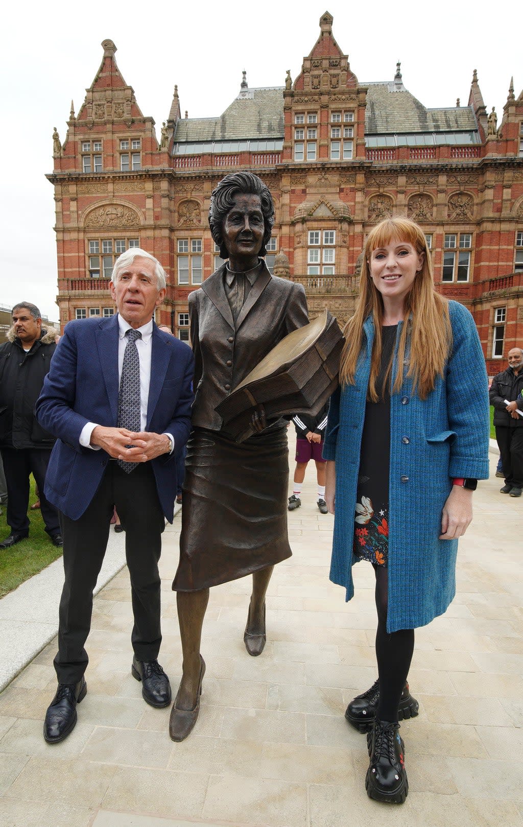 Jack Straw and Labour deputy leader Angela Rayner at the unveiling of a statue of former Blackburn MP Barbara Castle (Peter Byrne/PA) (PA Wire)