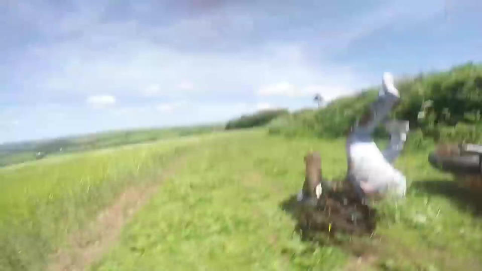 <em>Crash – Pannell crashed as he steered into a corner too early, getting catapulted from his powerful motorbike</em>