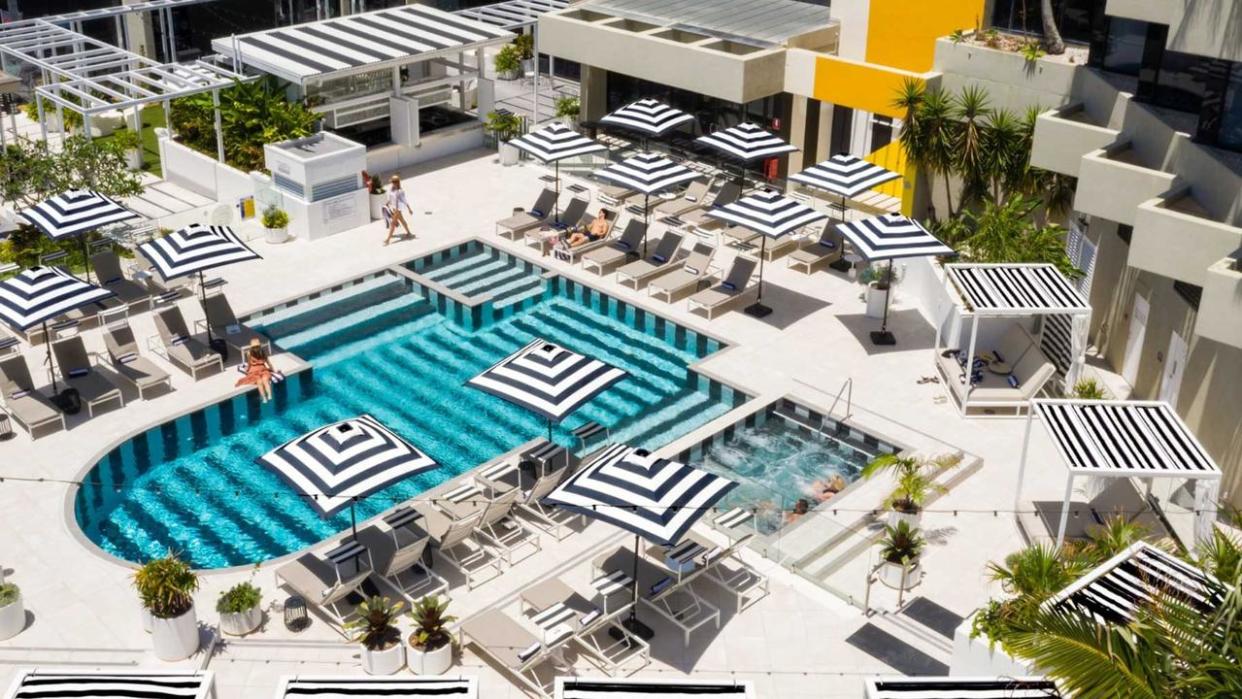 The pool at QT resort Staghorn Ave, Surfers Paradise. Picture: QT Gold Coast