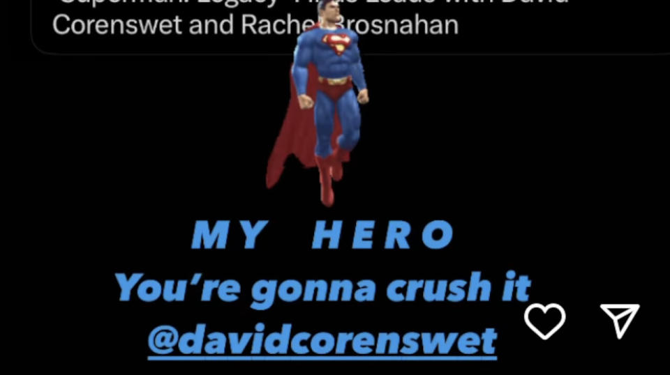 message to Daid Corenswet from Glen Powell