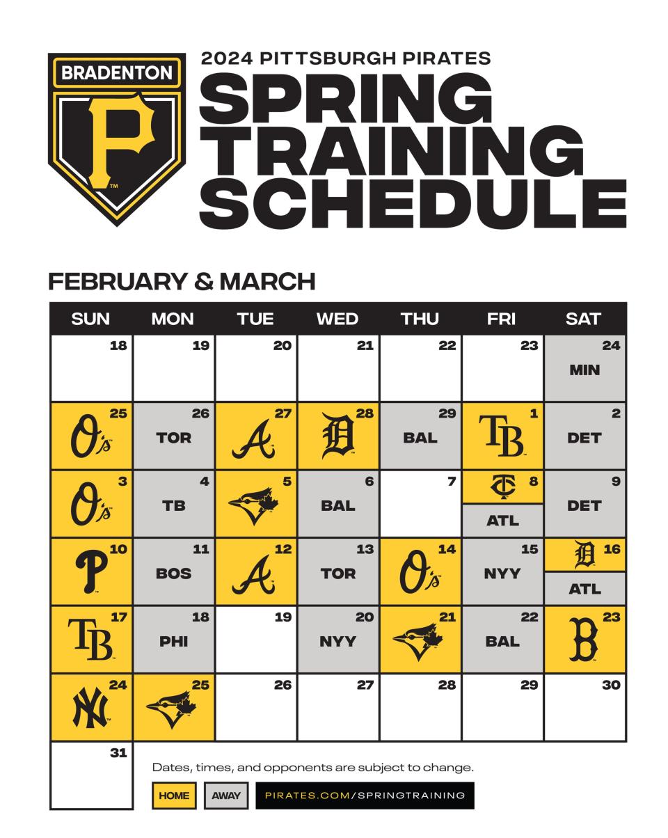 Pittsburgh Pirates spring training schedule
