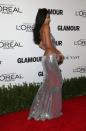 <p>Chanel Iman erschien bei den Glamour-Awards in einem silberfarbenem Kleid mit sehr tiefem Rückenausschnitt. (Foto: WENN) </p>