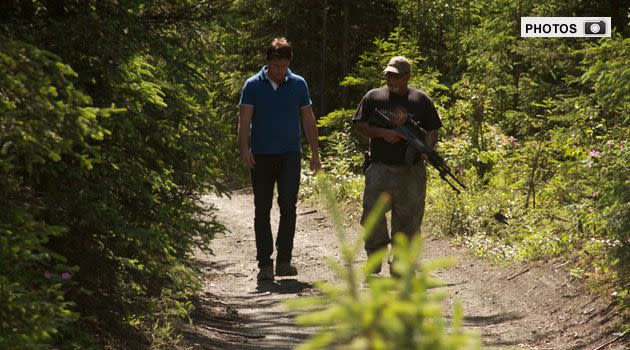 Alex Cullen with a member of the Alaska Watchmen. Photo: Seven Network