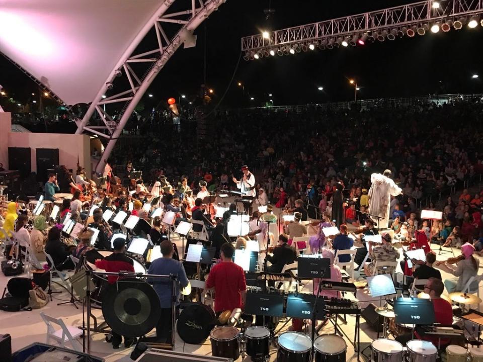 Tallahassee Symphony Orchestra presents the "Spooktacular" at Cascades Park around Halloween.