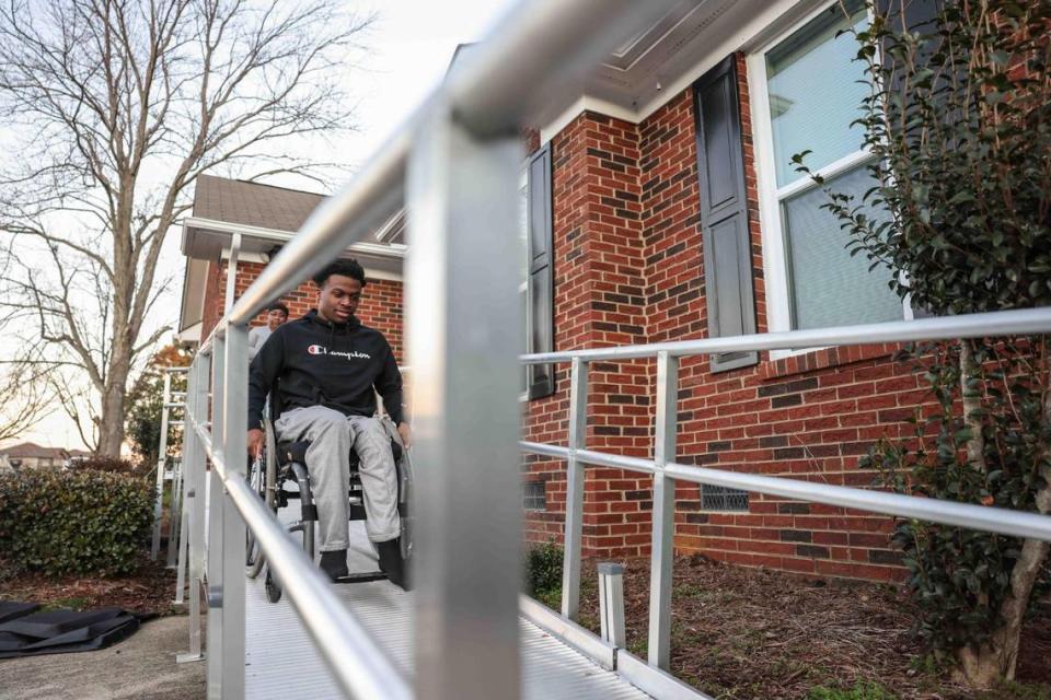 Chrishaun Hough, photographed outside his family’s home in Indian Trail.