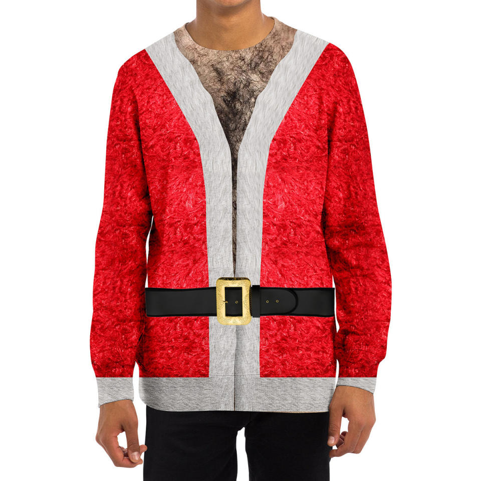 The key to a good ugly Christmas sweater is in the details. Seems to me if you're wearing a sweater that is supposed to be Santa, <a href="https://www.shweeet.com/collections/ugly-christmas-sweater/products/hairy-santa-christmas-sweater" target="_blank">the chest hair should be white</a> or gray, not black.