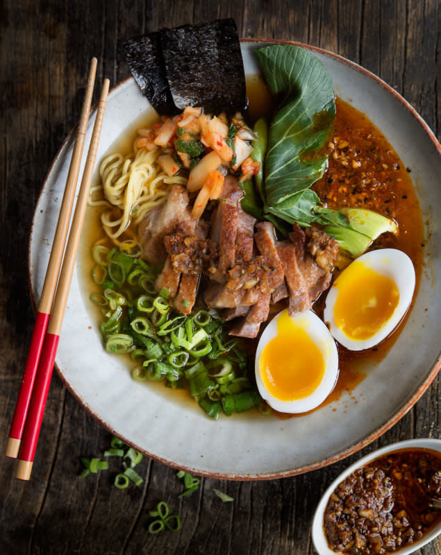 <p>Wild Greens and Sardines</p><p>Incredibly savory duck stock made into a tasty and flavorful duck ramen soup.</p><p><strong>Get the recipe: <a href="http://wildgreensandsardines.com/2014/12/duck-stock-duck-ramen-duck-heaven.html" rel="nofollow noopener" target="_blank" data-ylk="slk:Duck Ramen;elm:context_link;itc:0;sec:content-canvas" class="link ">Duck Ramen</a></strong></p>