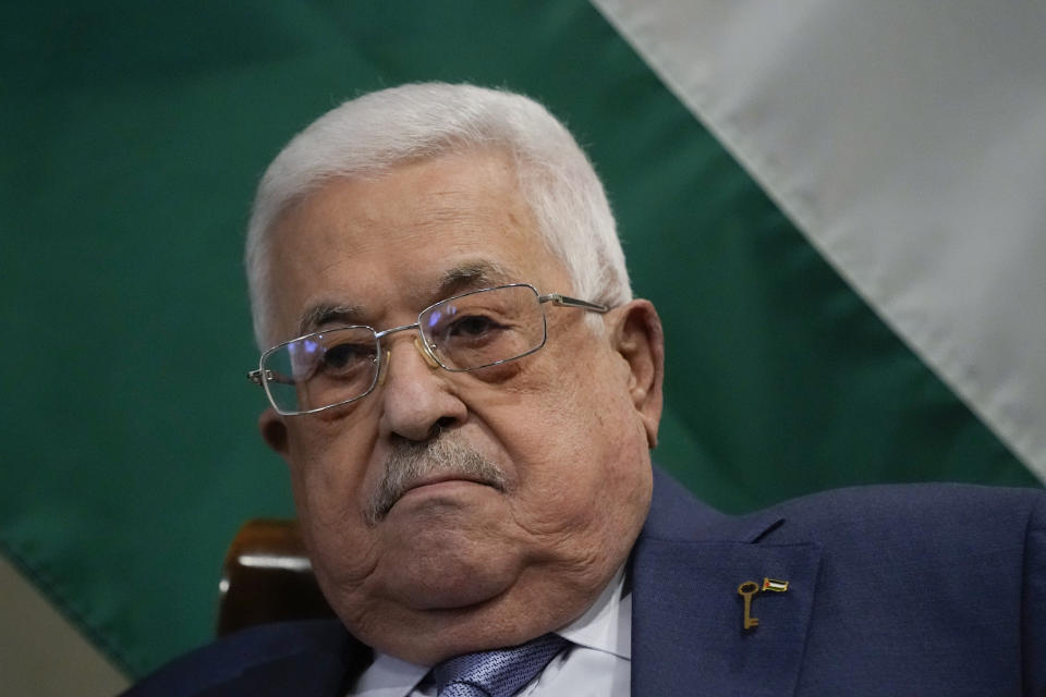 <cite>巴勒斯坦自治政府主席阿巴斯（Mahmoud Abbas）原訂於18與美國總統拜登會面，醫院爆炸案後隨即取消。（AP）</cite>