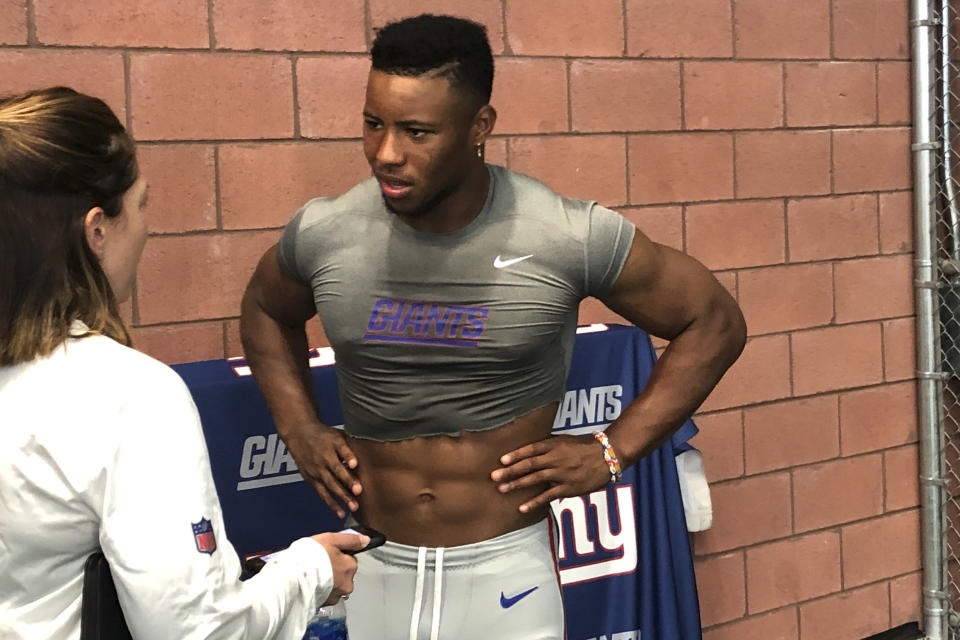 New York Giants running back Saquon Barkley shared his thoughts on Colin Kaepernick. (AP)