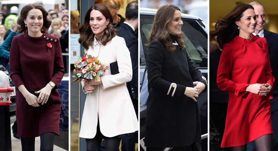 The Duchess of Cambridge has worn Goat clothing a number of times, particularly while pregnant with Prince Louis at the end of 2017 [Photos: Getty]