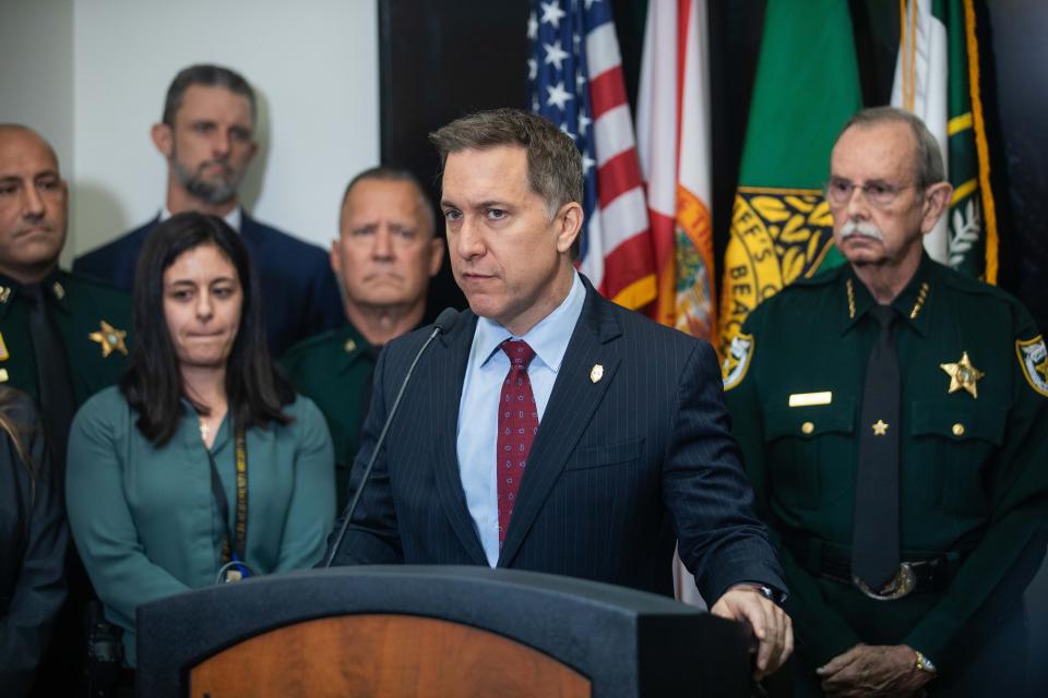 Palm Beach County State Attorney Dave Aronberg speaks to media during a press conference in December.