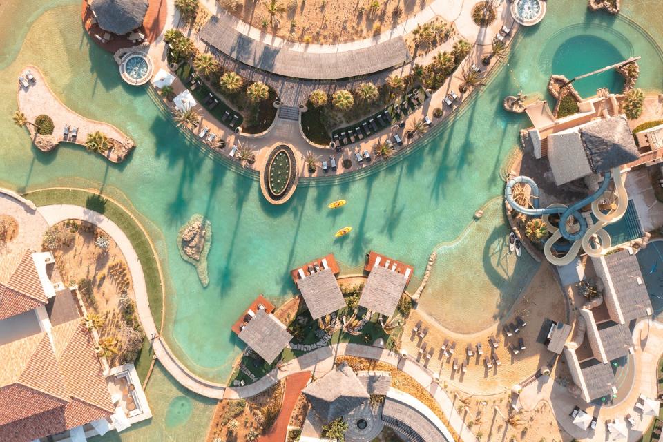 Aerial view of the lagoon at Grand Solmar at Rancho San Lucas