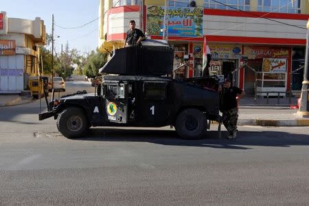 A vehicle of the Iraqi Federal police is seen on a street in Kirkuk, Iraq October 19, 2017. REUTERS/Ako Rasheed