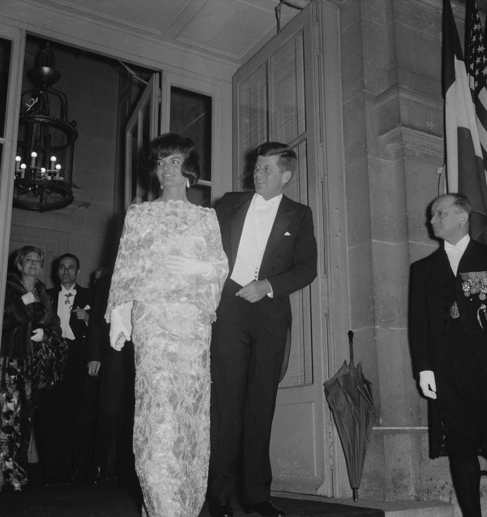 The Kennedys leave the French Foreign Ministry for a reception in Paris.