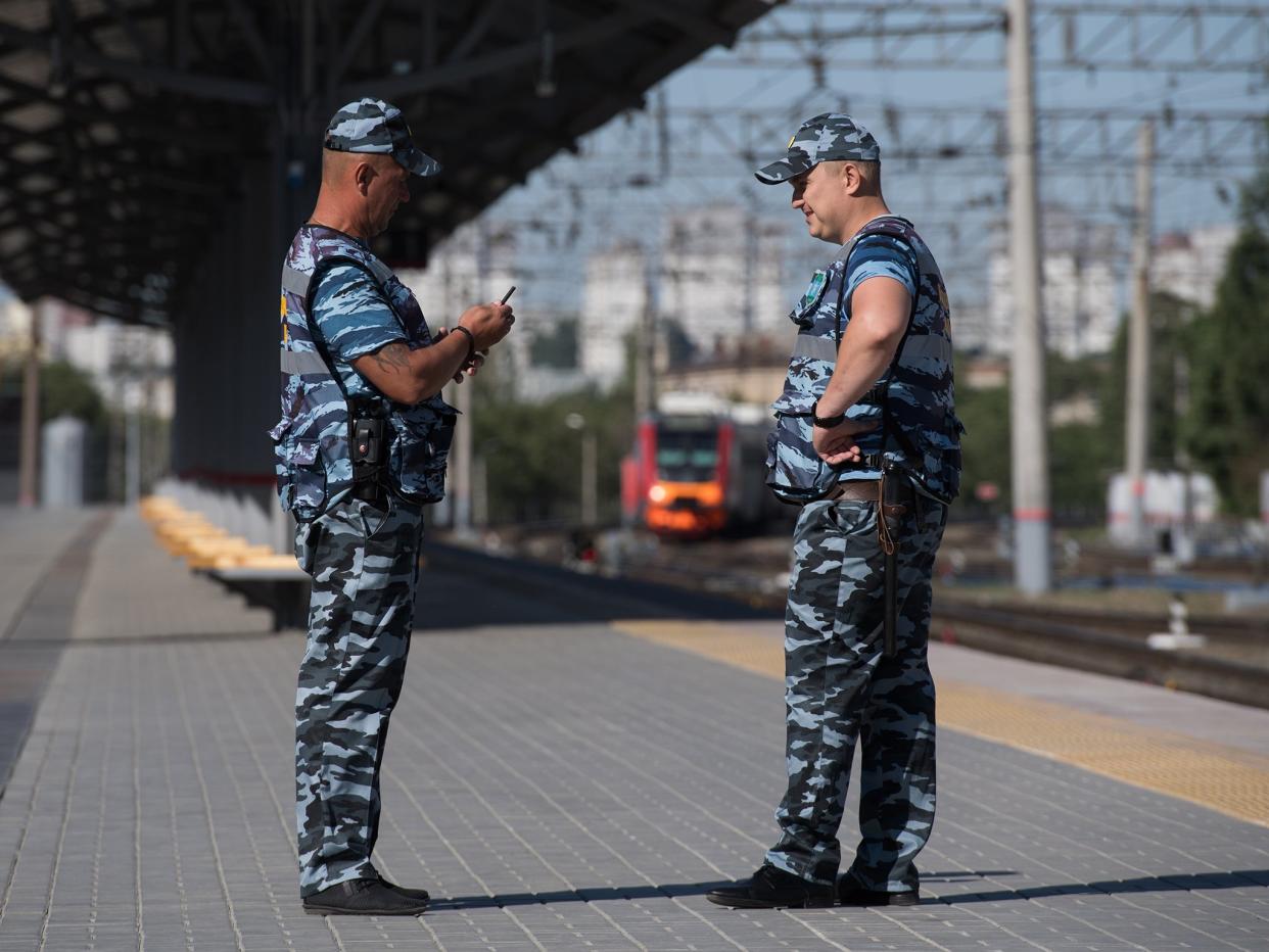 Security officers at a railway station in Volgograd: AFP/Getty