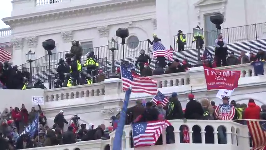 A large mob of supporters of President Trump violently stormed the Capitol Building, Jan. 6, 2021.