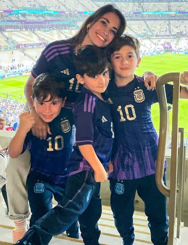 Antonela Roccuzzo with her three sons.