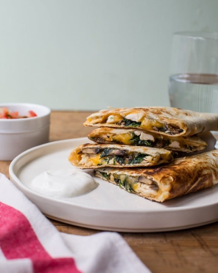 Cheesy Vegetable Chicken Quesadillas on an plate