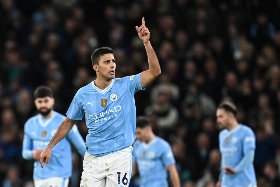 Rodri scored the opener and set up Foden's second to prove how vital he is to City's title challenge (AFP)