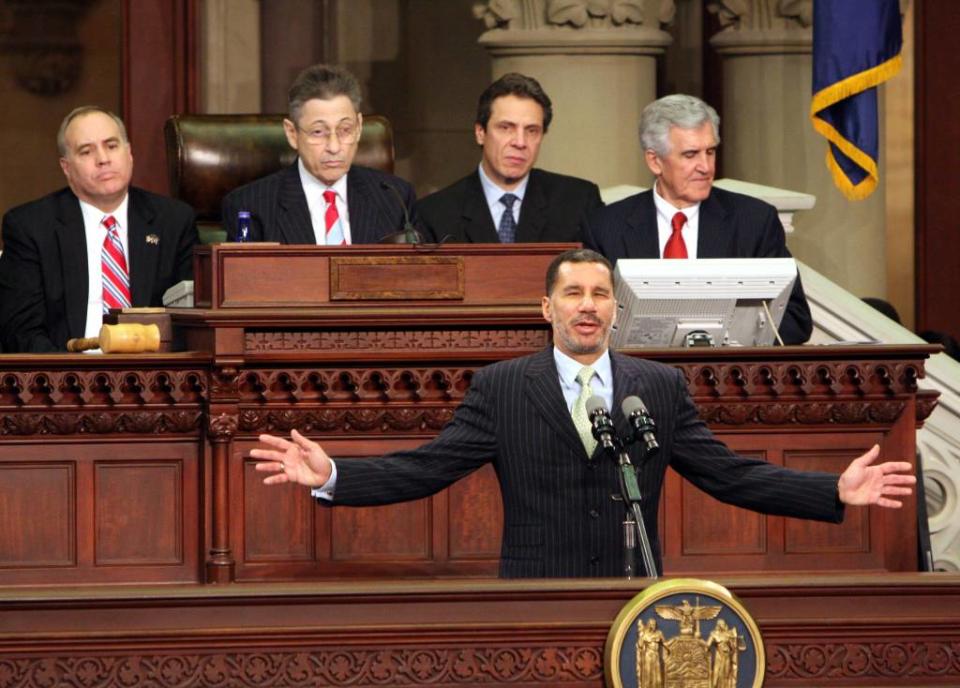 Assembly Speaker Sheldon Silver, then-Attorney General Andrew Cuomo and Senate Majority Leader Joe Bruno watch David Paterson as he speaks during his swearing-in ceremony back in 2008. Frank Becerra Jr./The Journal News / USA TODAY NETWORK