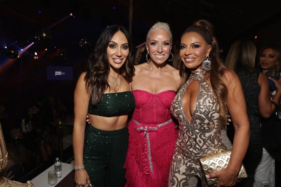 Melissa Gorga, Margaret Josephs and Dolores Catania attend the BravoCon 2022 Cocktail Party at the Manhattan Center in New York City
