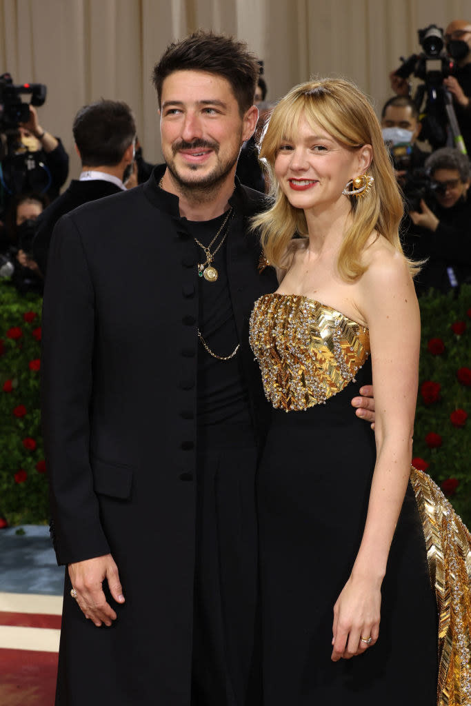 A closeup of Marcus Mumford and Carey Mulligan