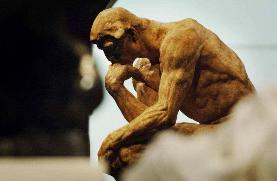 <span class="caption">Humans aren’t great at introspection – and would often rather avoid thinking to begin with.</span> <span class="attribution"><a class="link " href="https://www.gettyimages.com/detail/news-photo/the-thinker-by-french-sculptor-auguste-rodin-on-display-at-news-photo/832292966?adppopup=true" rel="nofollow noopener" target="_blank" data-ylk="slk:Fiona Hanson/PA Images via Getty Images;elm:context_link;itc:0;sec:content-canvas">Fiona Hanson/PA Images via Getty Images</a></span>