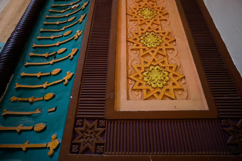 Ornamental details decorate the Abou Ben Adhem Shrine Mosque inside and out on Friday, Sept. 8, 2023. The Shrine is celebrating its 100th anniversary this fall.