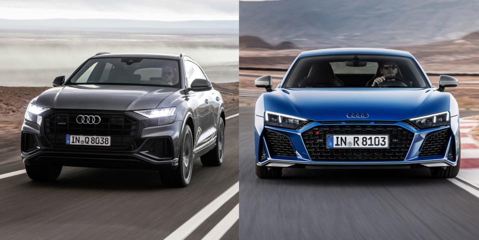 <p><a href="https://www.caranddriver.com/audi/r8" rel="nofollow noopener" target="_blank" data-ylk="slk:The R8;elm:context_link;itc:0;sec:content-canvas" class="link ">The R8</a> is one of the most practical supercars you can buy, but sometimes two seats just aren't enough. That's where <a href="https://www.caranddriver.com/audi/q8" rel="nofollow noopener" target="_blank" data-ylk="slk:the Q8;elm:context_link;itc:0;sec:content-canvas" class="link ">the Q8</a> comes in. If you need to move people or a bunch of stuff, it's got you covered when the R8 just can't cut it. </p>