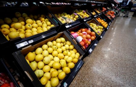 FILE PHOTO: Fresh fruit is displayed at the Asda superstore in High Wycombe