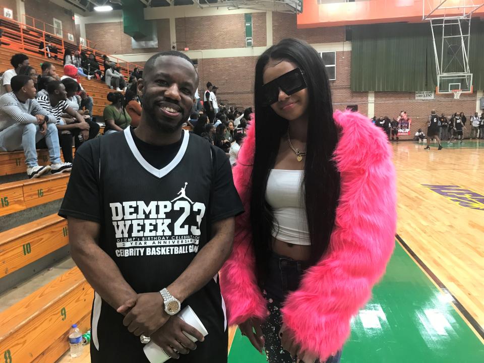DJ Demp poses with rapper Brooklyn Queen during the celebrity basketball game for Demp Week 23. The event was held inside the Gaither Gymnasium at FAMU on Friday, Jan. 10, 2020.
