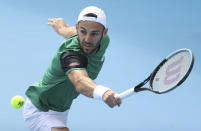 Le immagini della vittoria in Australia: per il 19enne altoatesino è il secondo titolo in carriera dopo il successo nel torneo Atp 250 di Sofia (AP Photo)