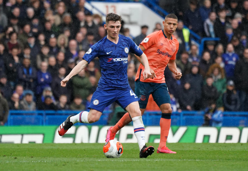 LONDON, ENGLAND - MARCH 08: Chelsea's Billy Gilmour during the Premier League match between Chelsea FC and Everton FC at Stamford Bridge on March 8, 2020 in London, United Kingdom. (Photo by Stephanie Meek - CameraSport via Getty Images)