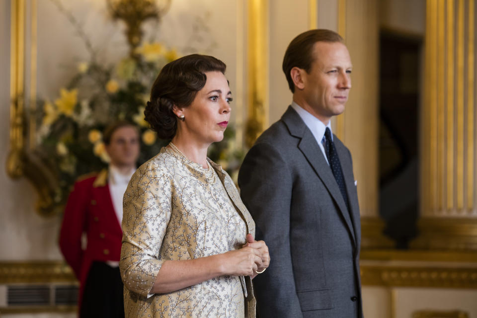 Olivia Colman and Tobias Menzies in The Crown. (Sophie Mutevelian)