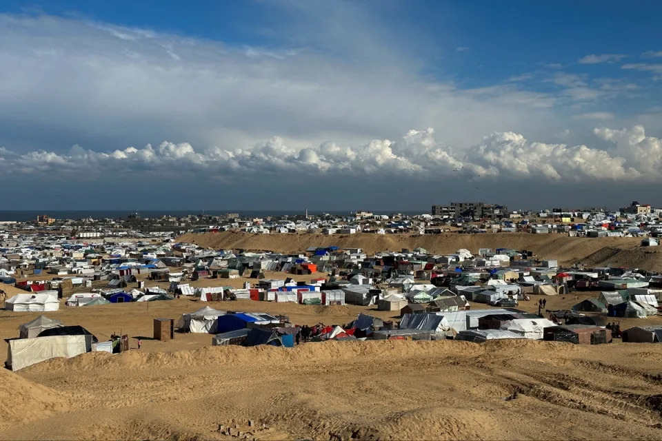 A tent camp  in Rafah (Reuters)