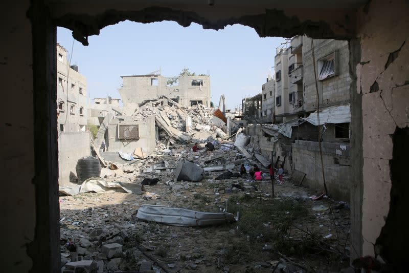 FILE PHOTO: Site of an Israeli strike on a house, amid the ongoing conflict between Israel and the Palestinian Islamist group Hamas, in Rafah, in the southern Gaza Strip