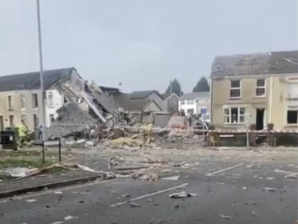 Grab from footage of the scene shows the damage to houses (Alex Novovic)