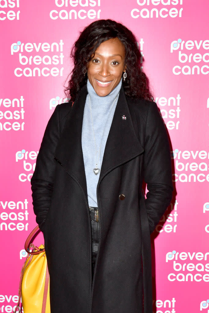 Victoria Ekanoye also recently discovered a lump while breastfeeding, pictured in November 2021. (Getty Images)