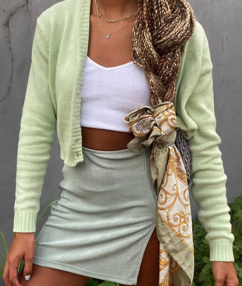 <p>If you couldn't tell, scarves are big this year. Once the summer months are over, and you're done wearing yours like a top, switch to wearing your scarf in your hair.<strong> Tie it around the base of your ponytail, wrap it like a headband, use it to accessorize your <a href="https://www.cosmopolitan.com/style-beauty/beauty/how-to/a32463/braid-how-to/" rel="nofollow noopener" target="_blank" data-ylk="slk:braided hairstyle;elm:context_link;itc:0;sec:content-canvas" class="link ">braided hairstyle</a></strong>—the options are endless, just like your scarf collection.</p><p><a href="https://www.instagram.com/p/B7yTHERBbiL/?utm_source=ig_embed&utm_campaign=loading" rel="nofollow noopener" target="_blank" data-ylk="slk:See the original post on Instagram;elm:context_link;itc:0;sec:content-canvas" class="link ">See the original post on Instagram</a></p>