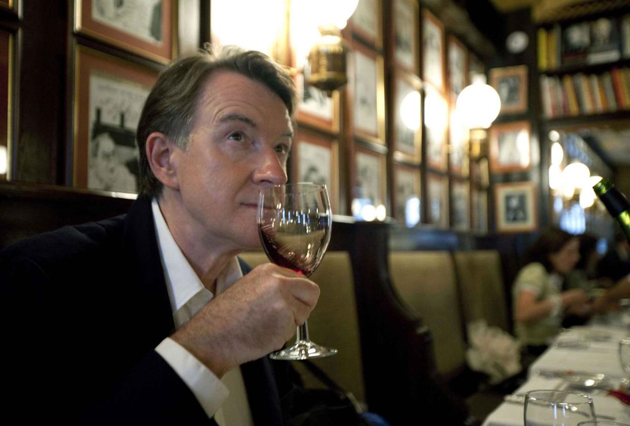 Final toast: Peter Mandelson at the Gay Hussar: Heathcliff OMalley/REX