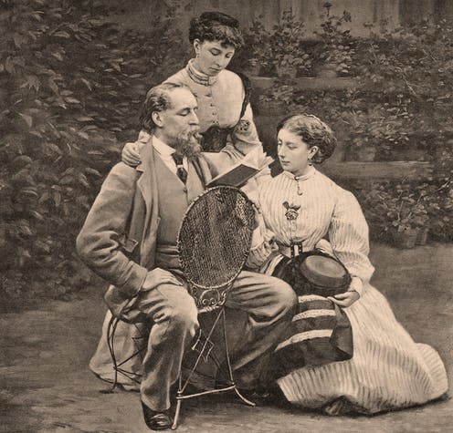 <span class="caption">Charles Dickens with his two daughters. </span> <span class="attribution"><span class="source">National Portrait Gallery</span></span>