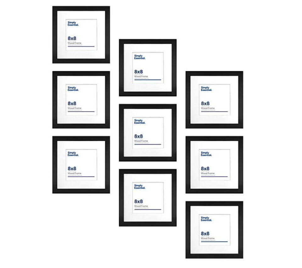 4) Simply Essential Gallery 8-Inch x 8-Inch Matted Wood Picture Frames (Set of 9)