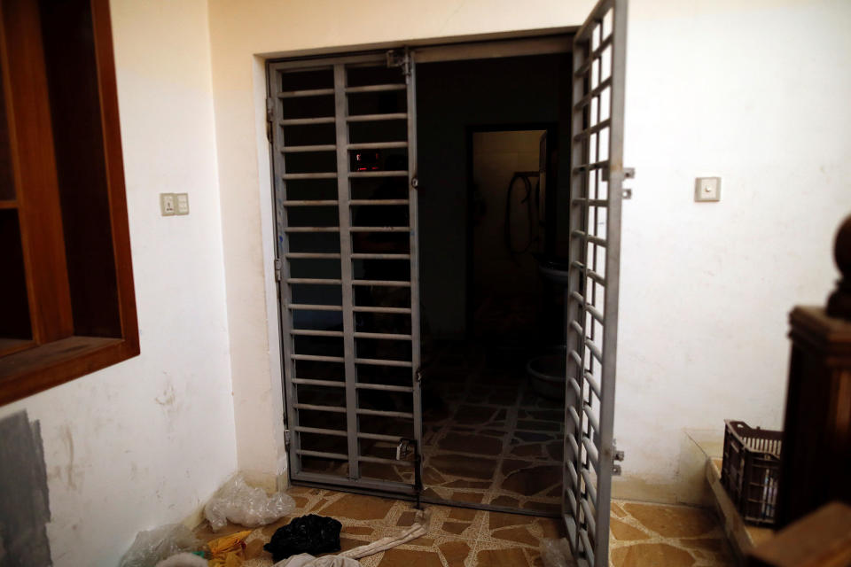 <p>A steel gate leads to a section of a compound used as prison for men inside a building abandoned by Islamic State militants in the 17 Tamuz (July 17) district, in western Mosul, Iraq, June 6, 2017. (Alkis Konstantinidis/Reuters) </p>