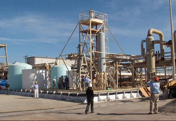 A vertical tube evaporator, part of a test desalination project at the Salton Sea Geothermal Field.