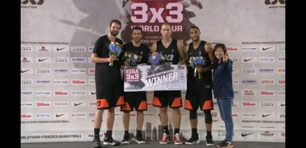 Members of Canada's men's 3-on-3 basketball team, which will attempt to qualify for the Tokyo Olympics at a tournament in Austria this week. (Courtesy Canada Basketball - image credit)