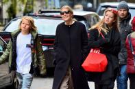 <p>Gwyneth Paltrow<span> was all smiles as she was spotted out with her kids Apple and Moses on a chilly day in New York ahead of Thanksgiving.</span> Photo: Backgrid </p>