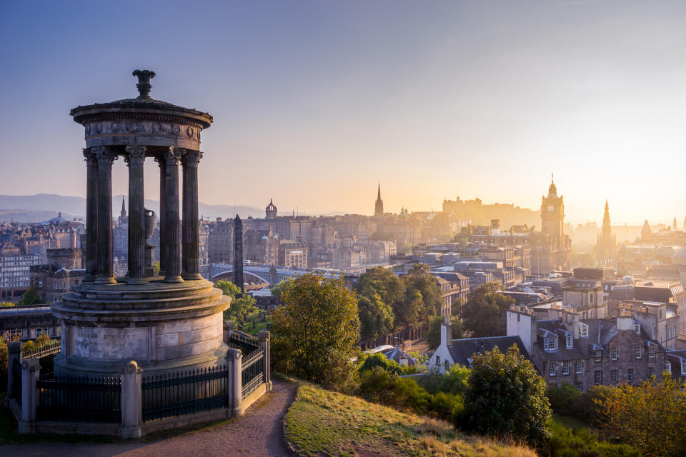 Edinburgh city in winter from Calton hill, Scotland, UK